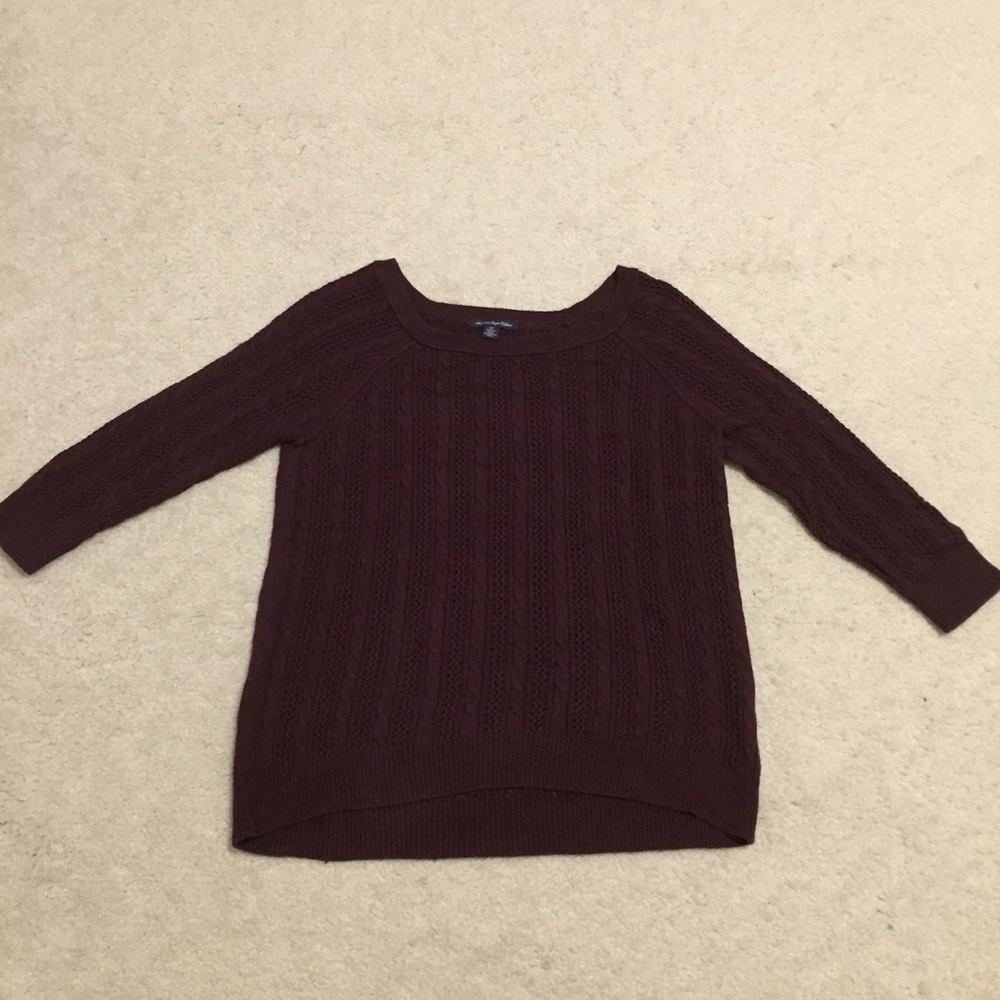 American Eagle Maroon Knit Sweater
